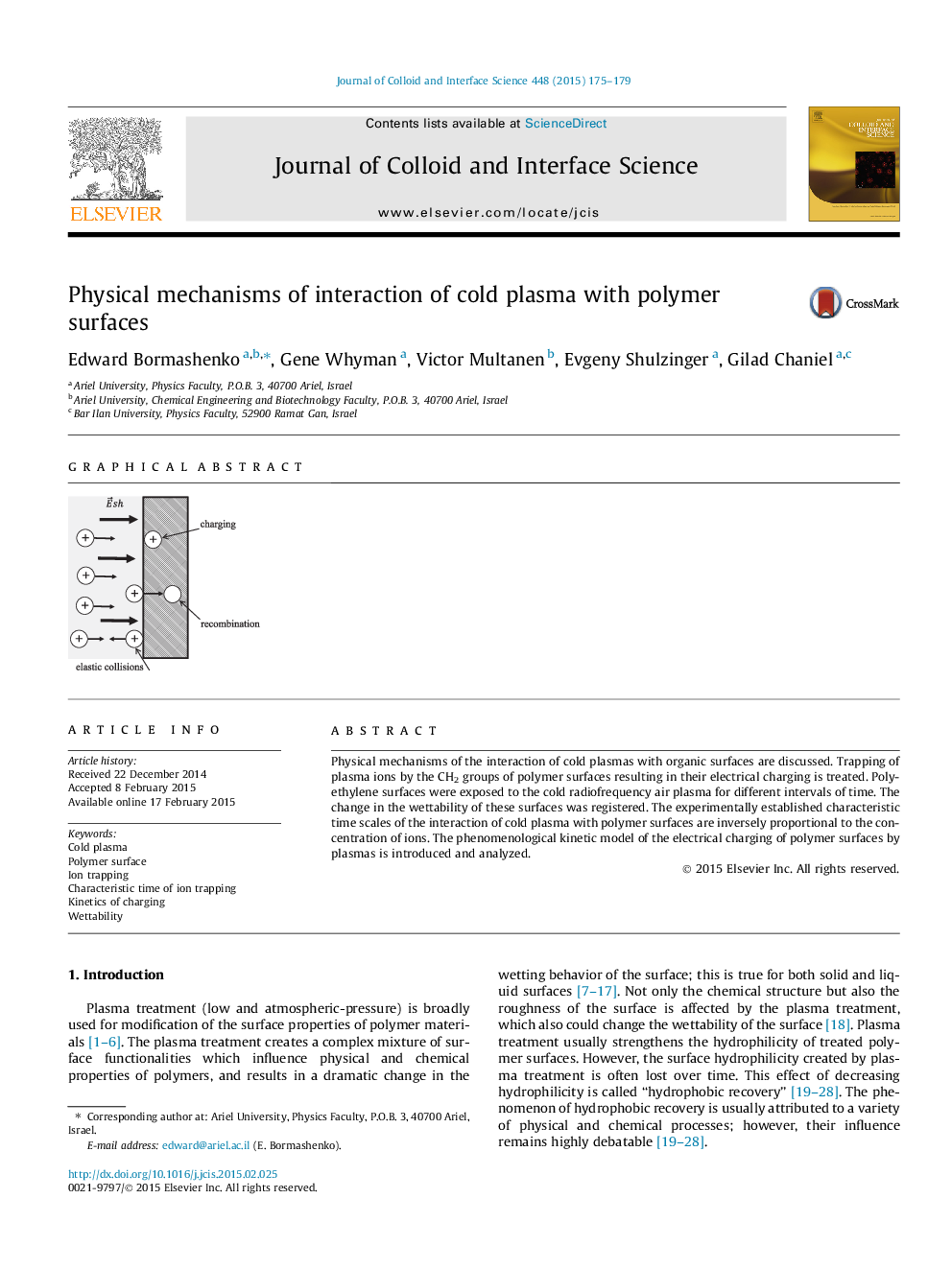 Physical mechanisms of interaction of cold plasma with polymer surfaces