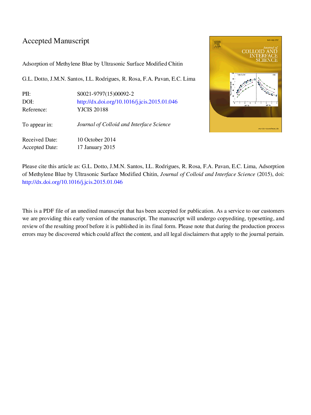 جذب متیلن آبی توسط کیتین اصلاح شده با سطح اولتراسونیک 