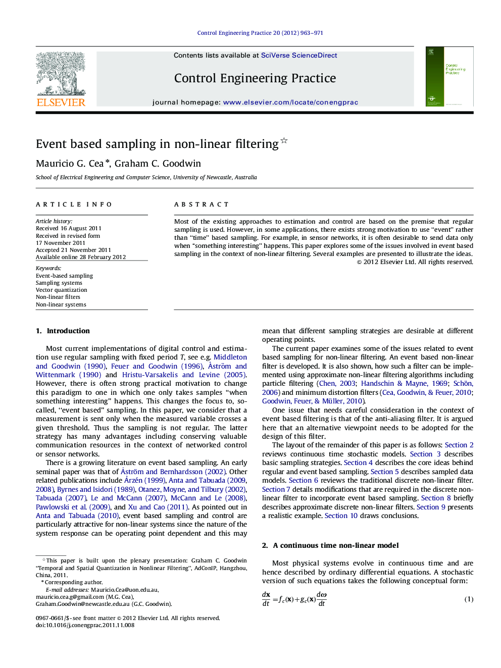 Event based sampling in non-linear filtering 