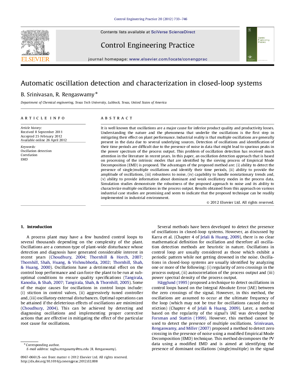 Automatic oscillation detection and characterization in closed-loop systems