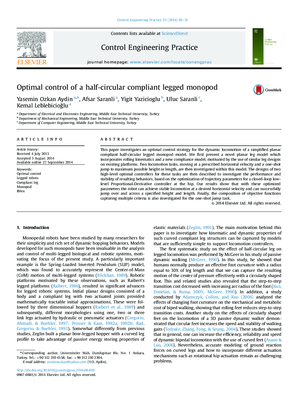 Optimal control of a half-circular compliant legged monopod