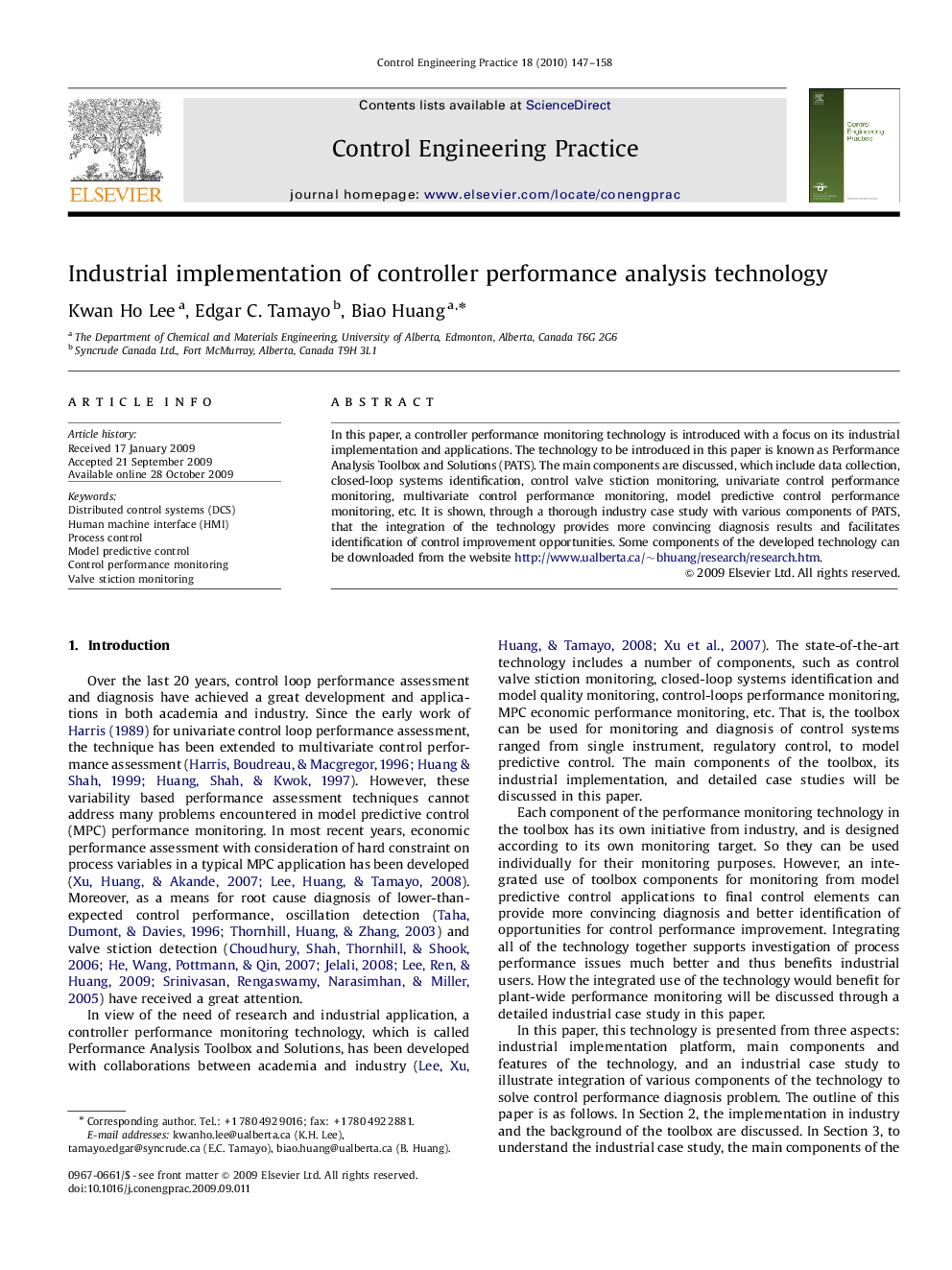 Industrial implementation of controller performance analysis technology