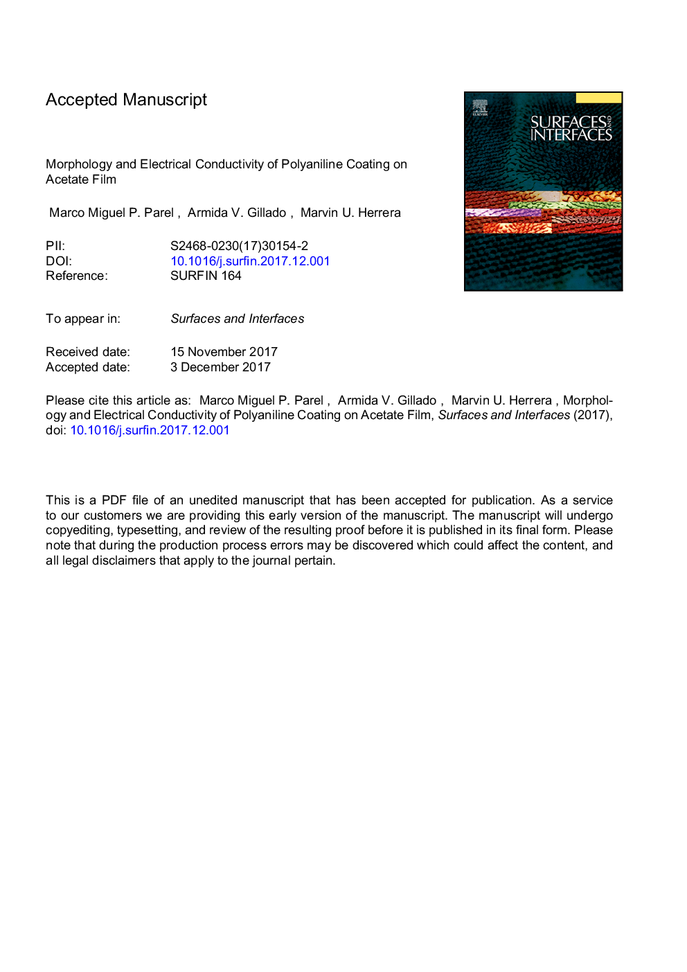 Morphology and electrical conductivity of polyaniline coating on acetate film