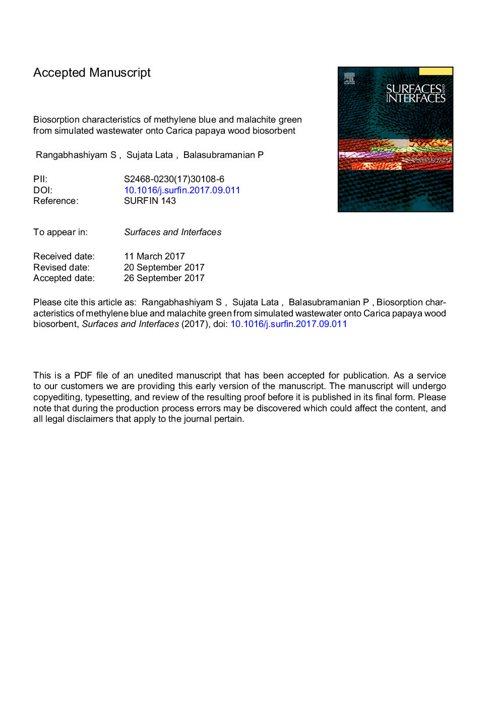 ویژگی های جذب بوته متیلن آبی و مالاشی از فاضلاب شبیه سازی شده بر روی بیوسوربرت چوب کاج پاپایا 