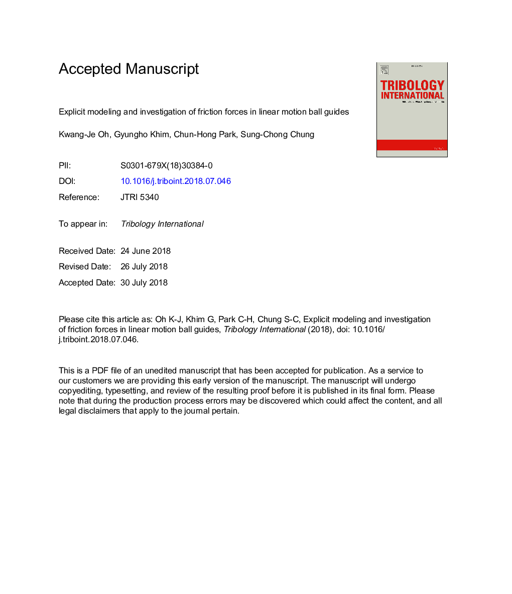 Explicit modeling and investigation of friction forces in linear motion ball guides