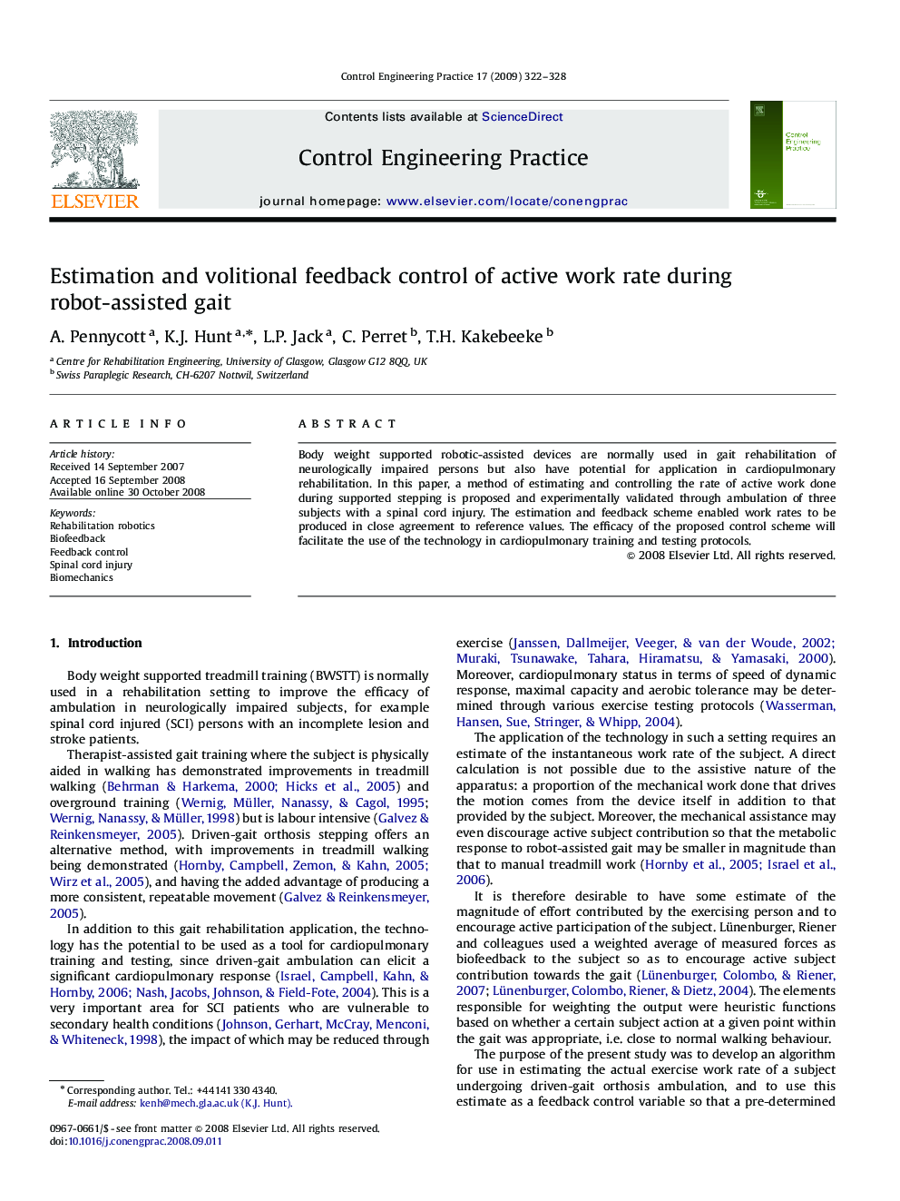 Estimation and volitional feedback control of active work rate during robot-assisted gait