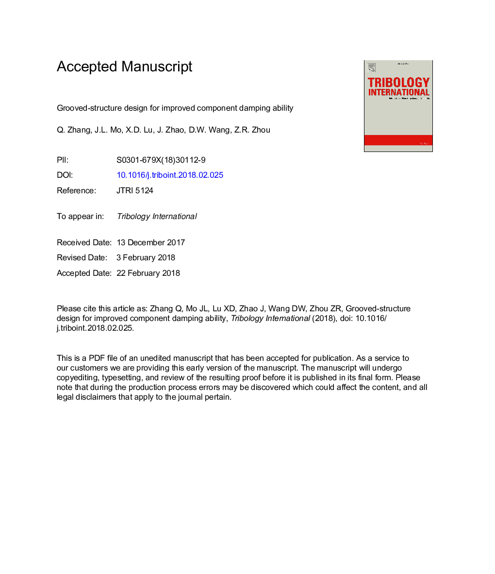 Grooved-structure design for improved component damping ability