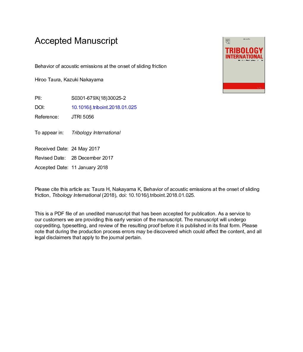 Behavior of acoustic emissions at the onset of sliding friction