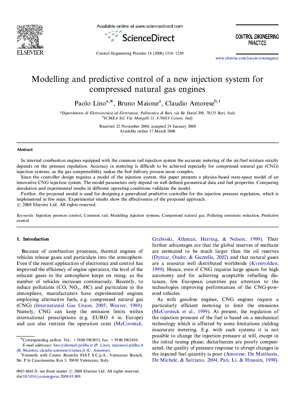 Modelling and predictive control of a new injection system for compressed natural gas engines