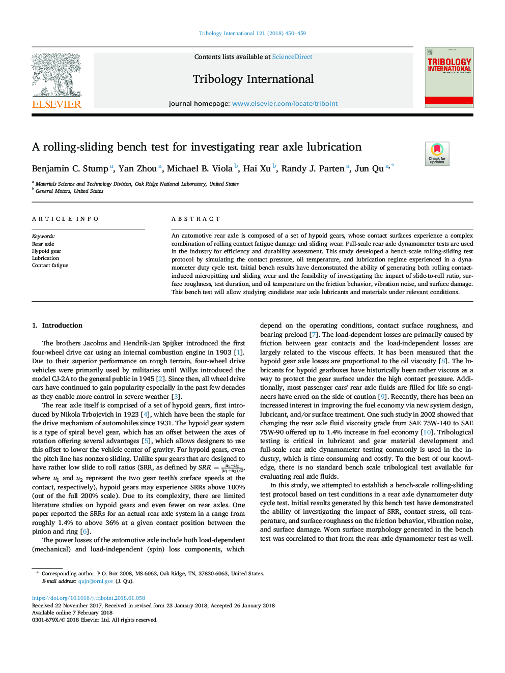 A rolling-sliding bench test for investigating rear axle lubrication