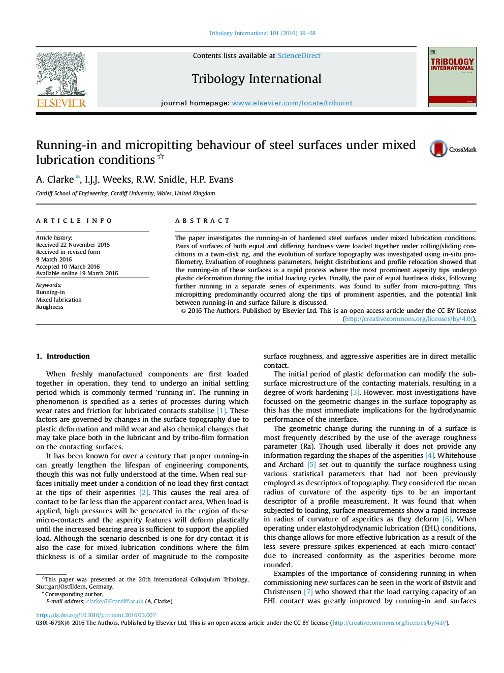 Running-in and micropitting behaviour of steel surfaces under mixed lubrication conditions