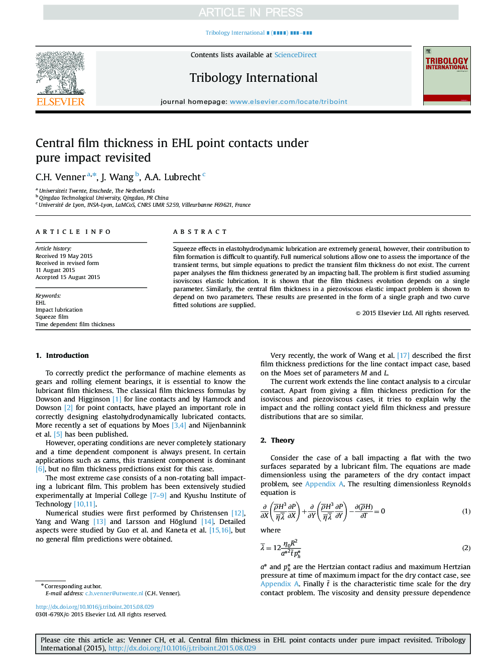 Central film thickness in EHL point contacts under pure impact revisited