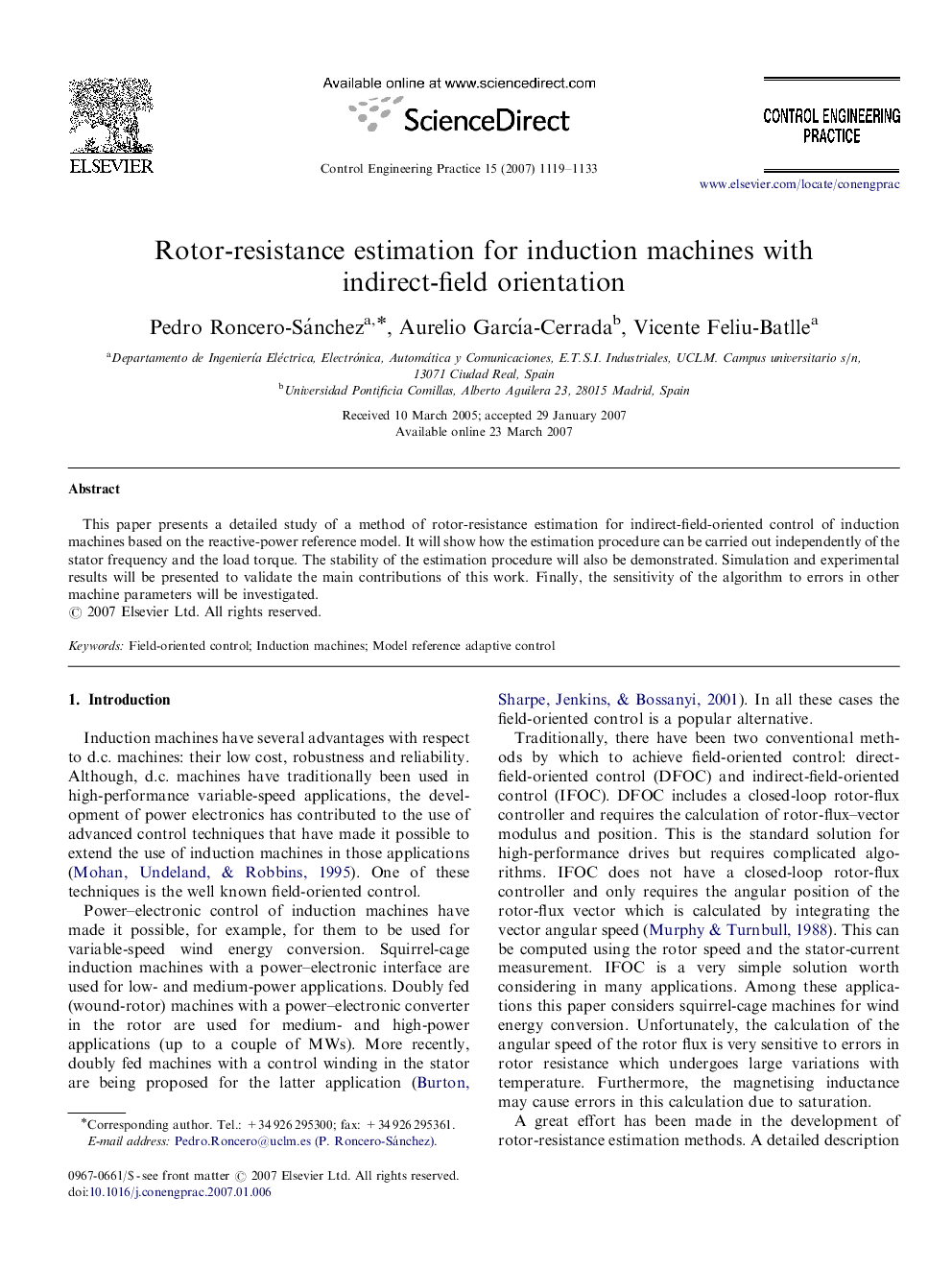 Rotor-resistance estimation for induction machines with indirect-field orientation