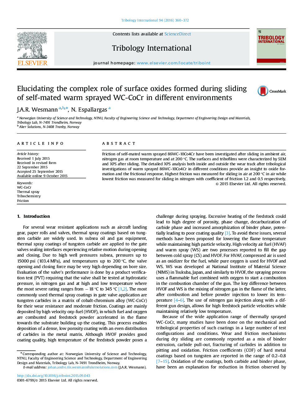 Elucidating the complex role of surface oxides formed during sliding of self-mated warm sprayed WC-CoCr in different environments