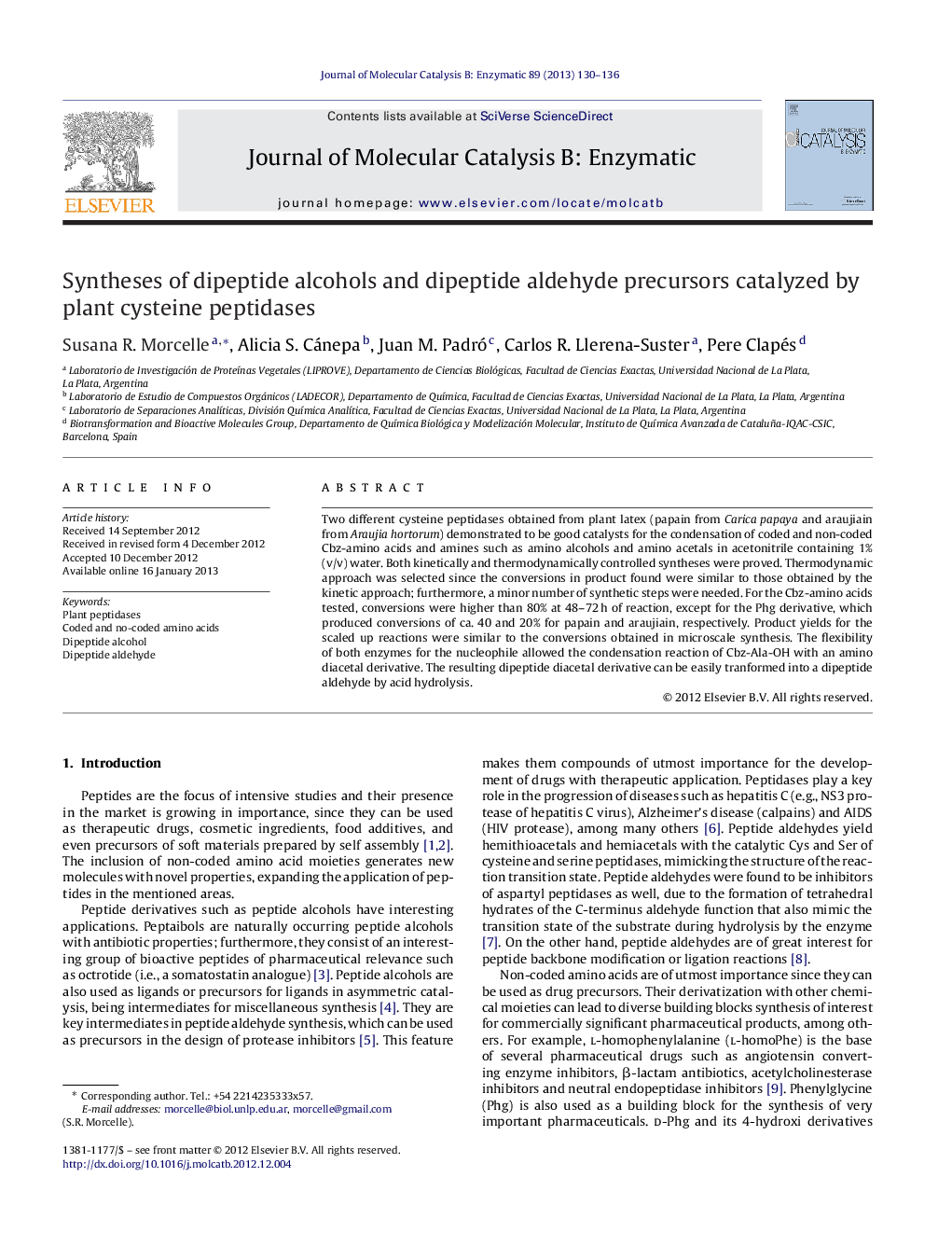 Syntheses of dipeptide alcohols and dipeptide aldehyde precursors catalyzed by plant cysteine peptidases
