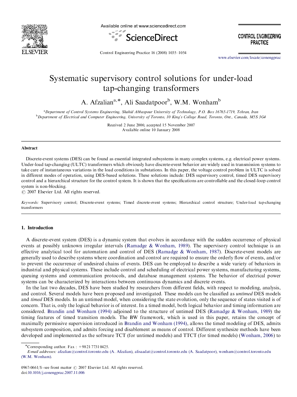 Systematic supervisory control solutions for under-load tap-changing transformers