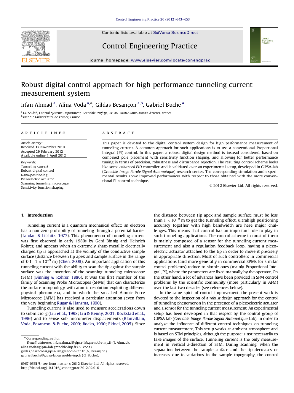 Robust digital control approach for high performance tunneling current measurement system