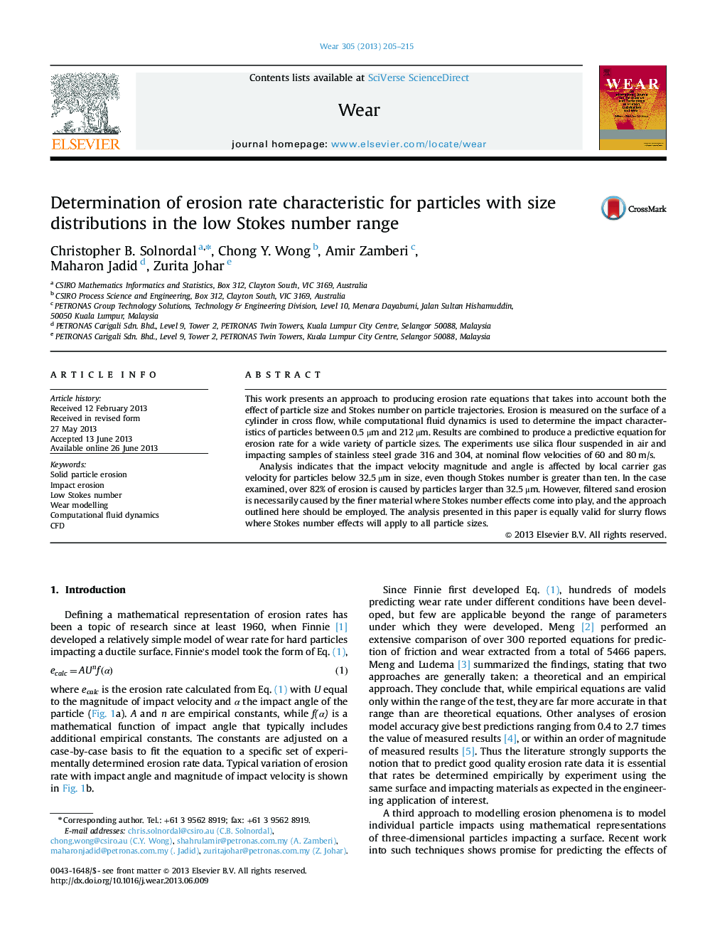 Determination of erosion rate characteristic for particles with size distributions in the low Stokes number range