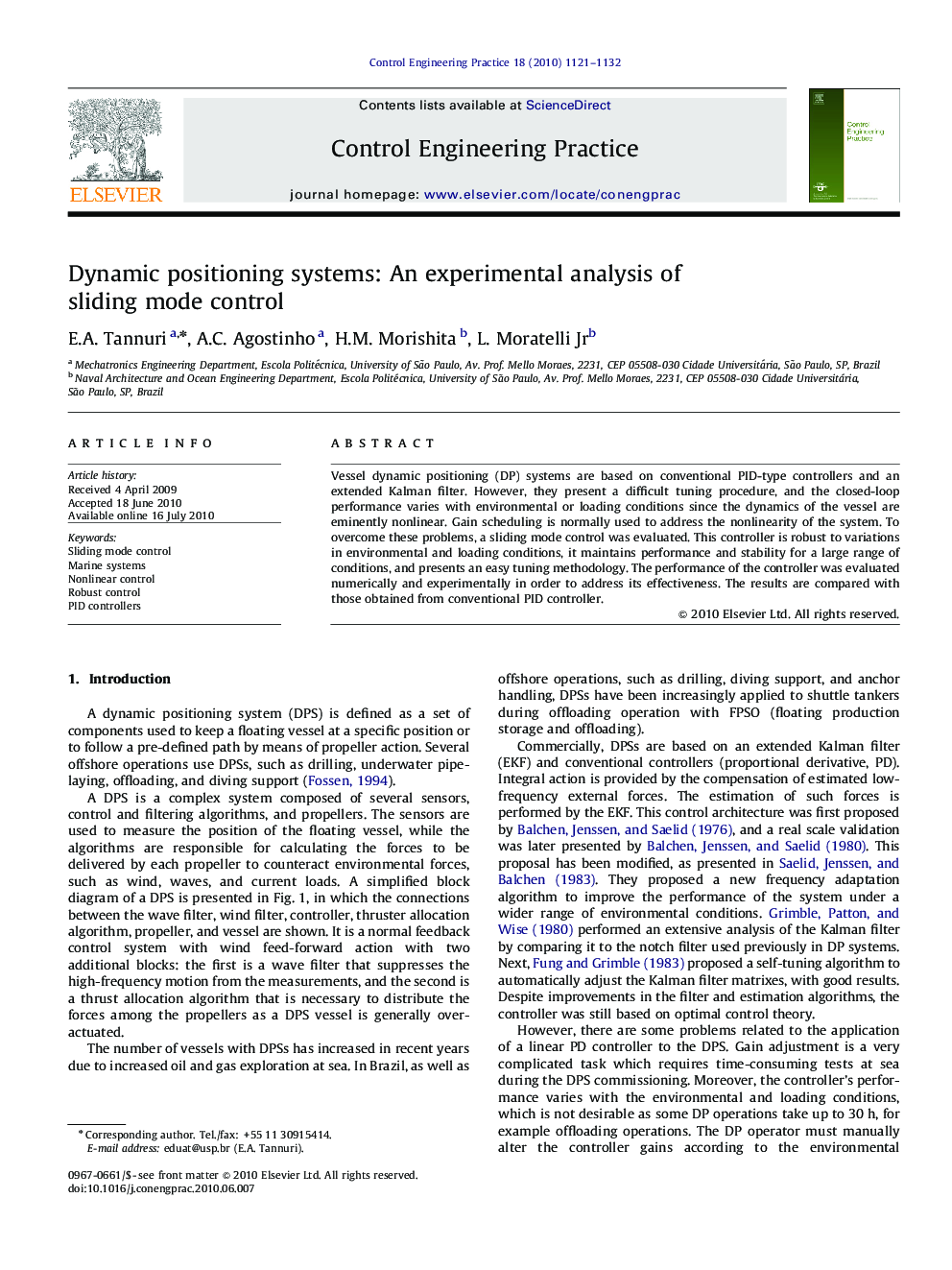 Dynamic positioning systems: An experimental analysis of sliding mode control