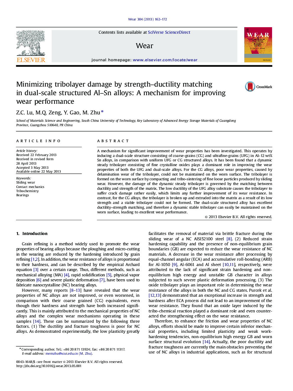 Minimizing tribolayer damage by strength-ductility matching in dual-scale structured Al-Sn alloys: A mechanism for improving wear performance