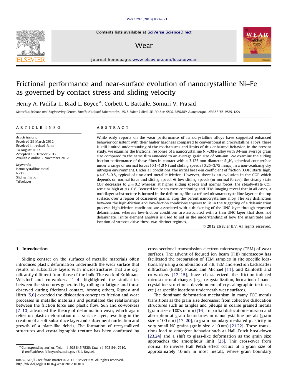 Frictional performance and near-surface evolution of nanocrystalline Ni-Fe as governed by contact stress and sliding velocity