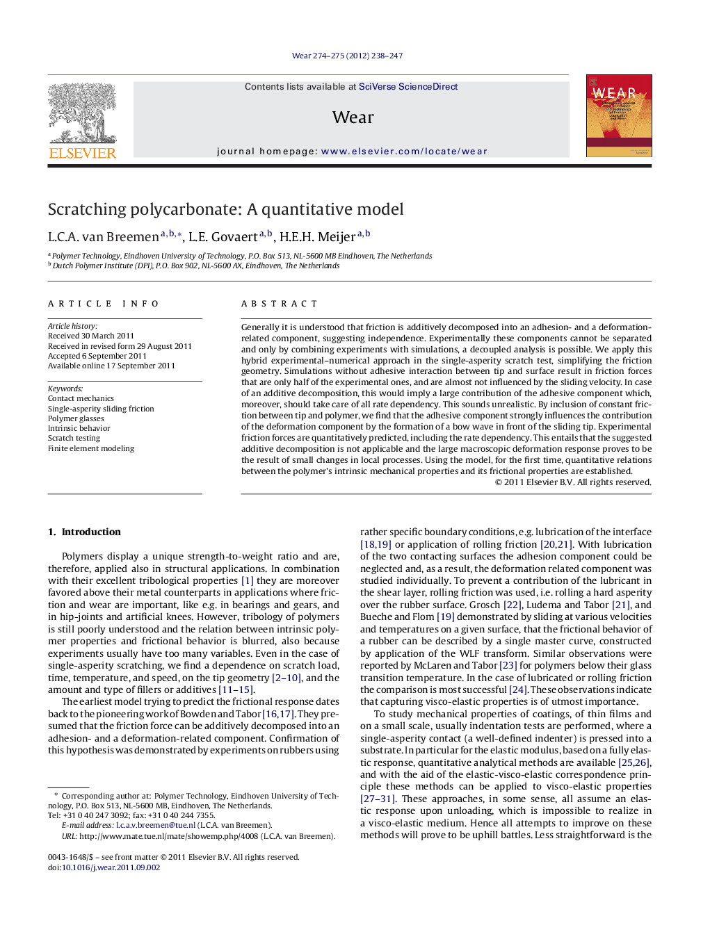 Scratching polycarbonate: A quantitative model