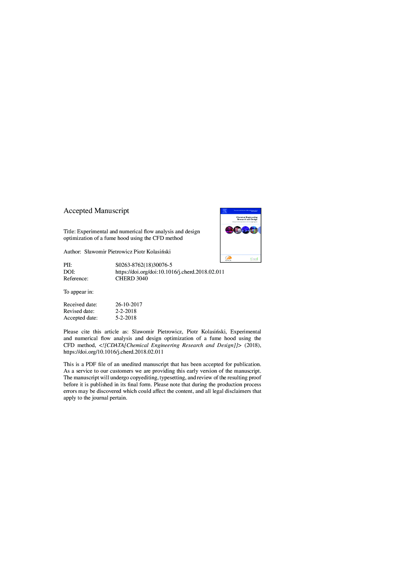 Experimental and numerical flow analysis and design optimization of a fume hood using the CFD method