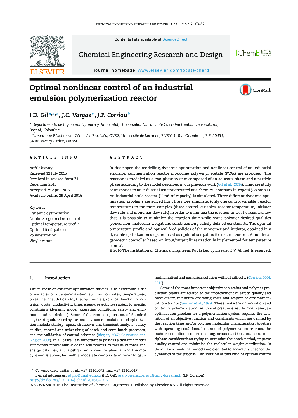 Optimal nonlinear control of an industrial emulsion polymerization reactor