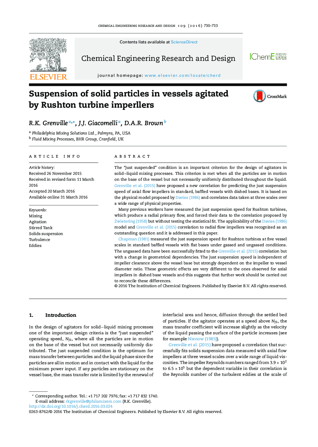 Suspension of solid particles in vessels agitated by Rushton turbine imperllers