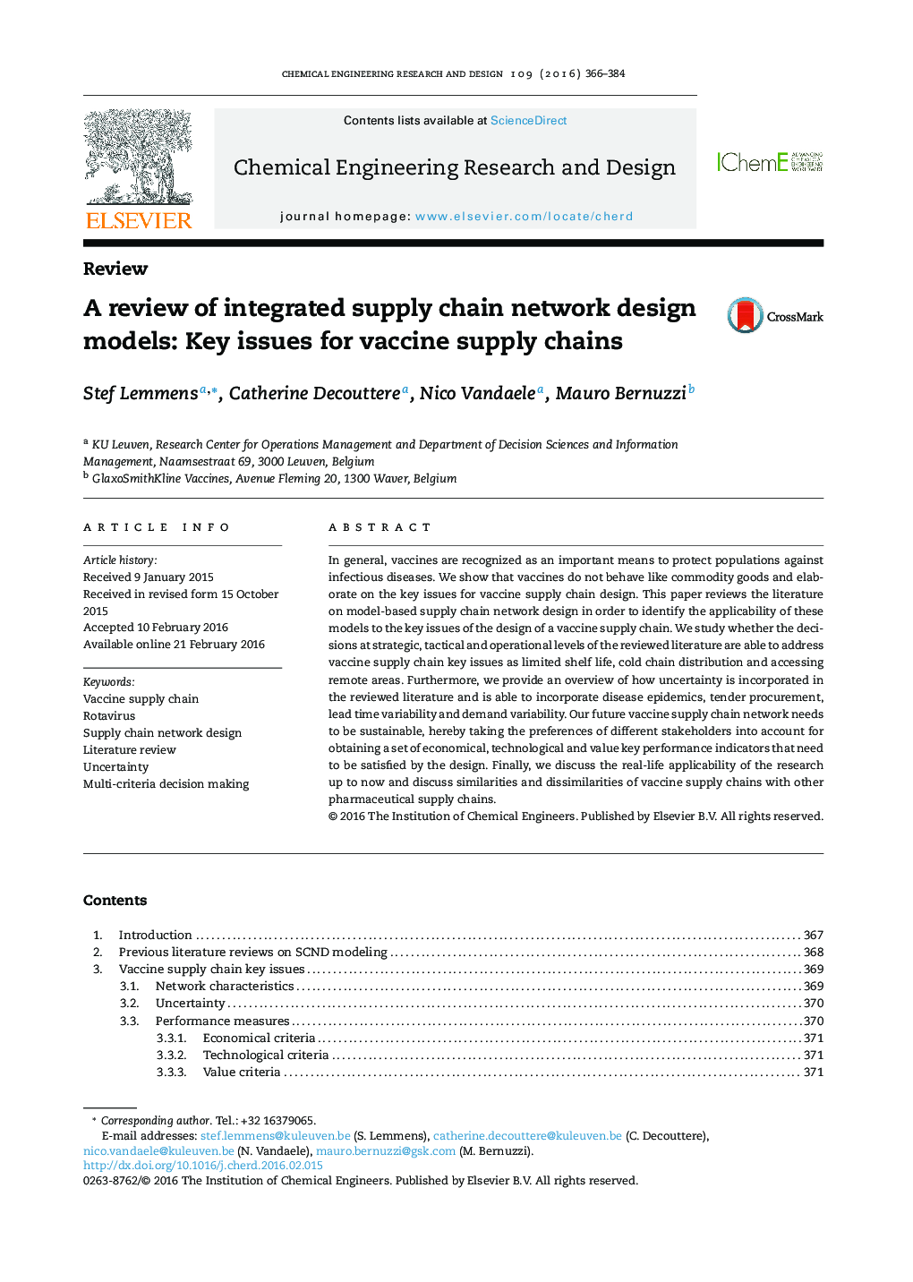 بررسی مدل های طراحی یکپارچه شبکه زنجیره تامین: مسائل کلیدی برای زنجیره های عرضه واکسن 