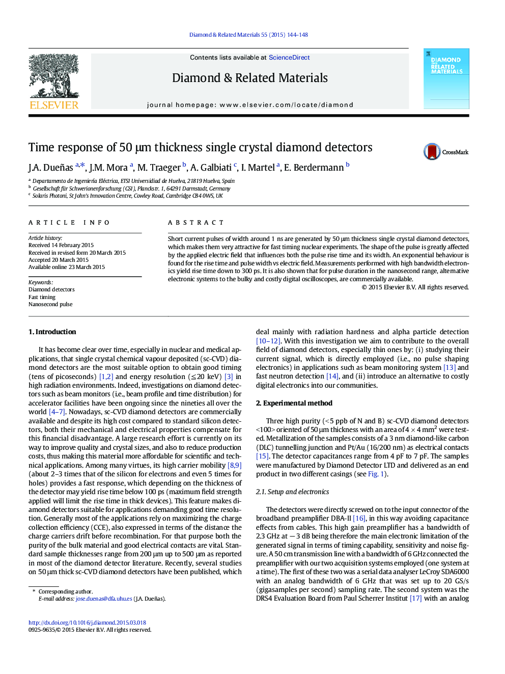 Time response of 50 μm thickness single crystal diamond detectors