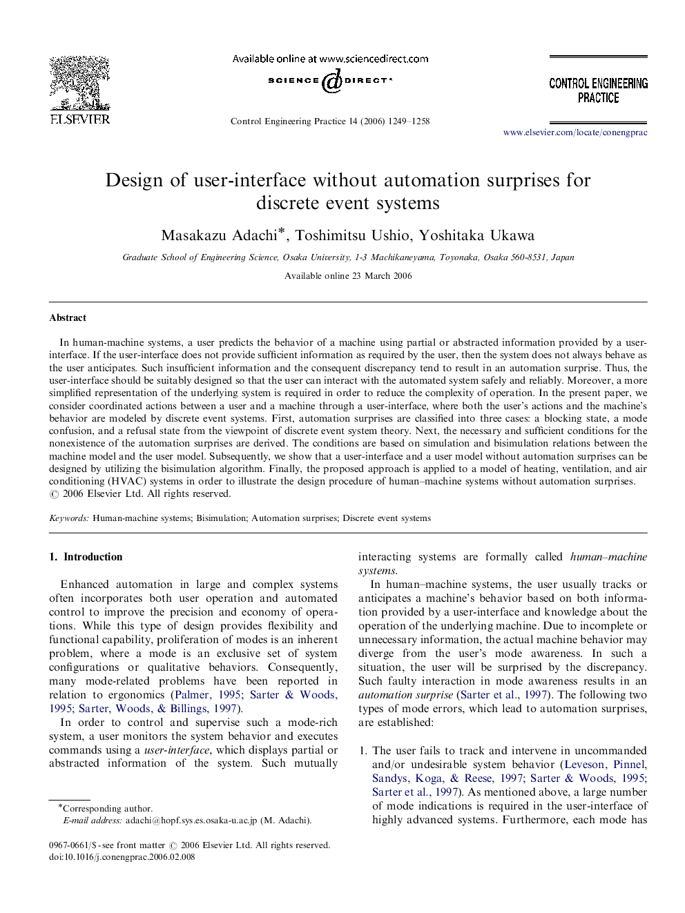 Design of user-interface without automation surprises for discrete event systems