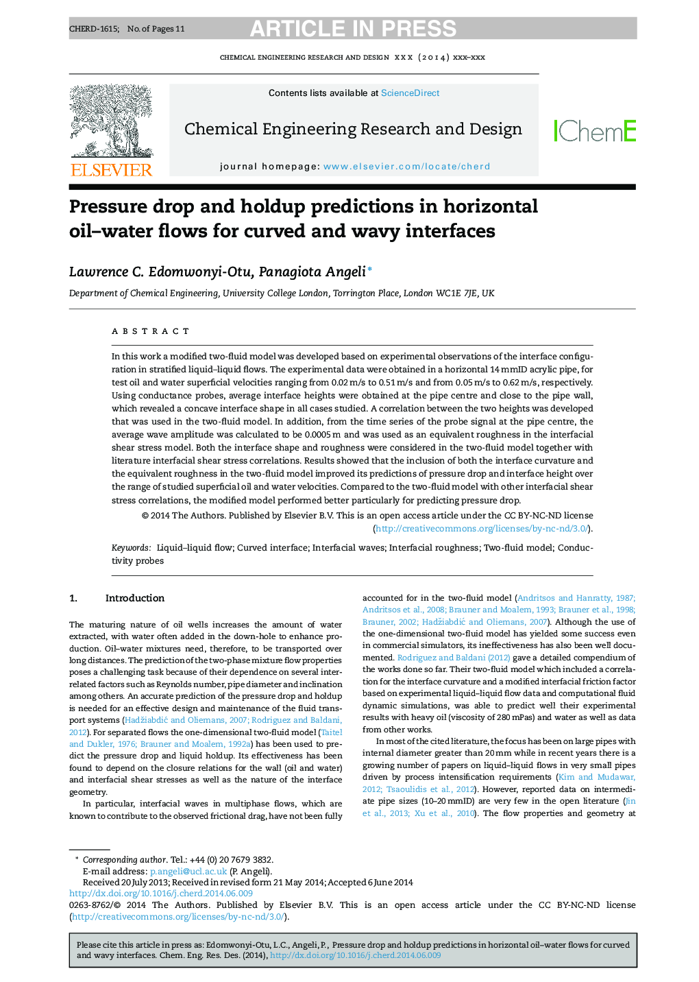 Pressure drop and holdup predictions in horizontal oil-water flows for curved and wavy interfaces