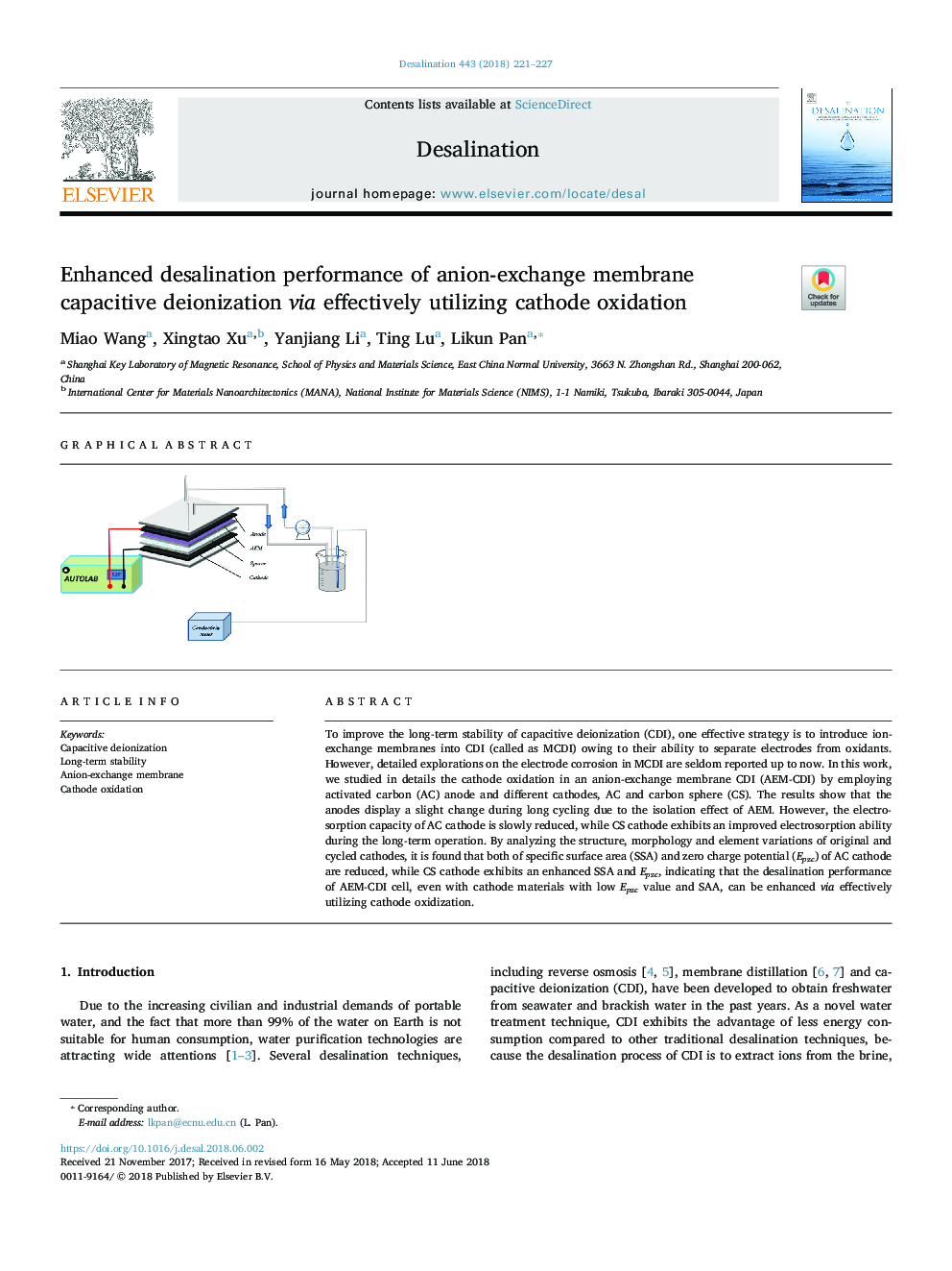 Enhanced desalination performance of anion-exchange membrane capacitive deionization via effectively utilizing cathode oxidation