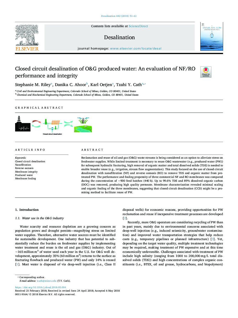 Closed circuit desalination of O&G produced water: An evaluation of NF/RO performance and integrity