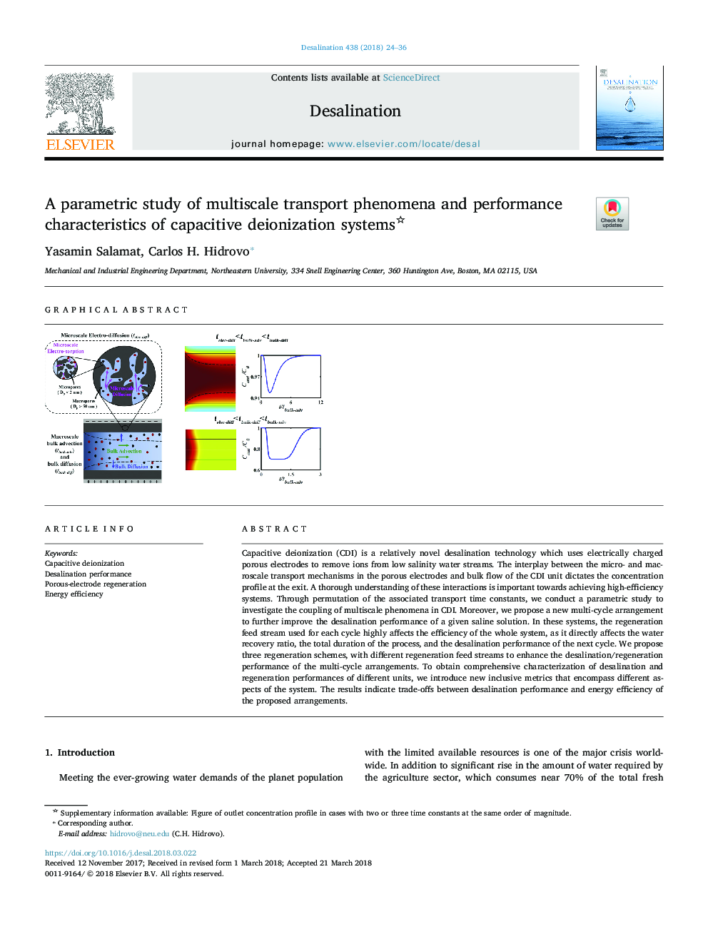 A parametric study of multiscale transport phenomena and performance characteristics of capacitive deionization systems