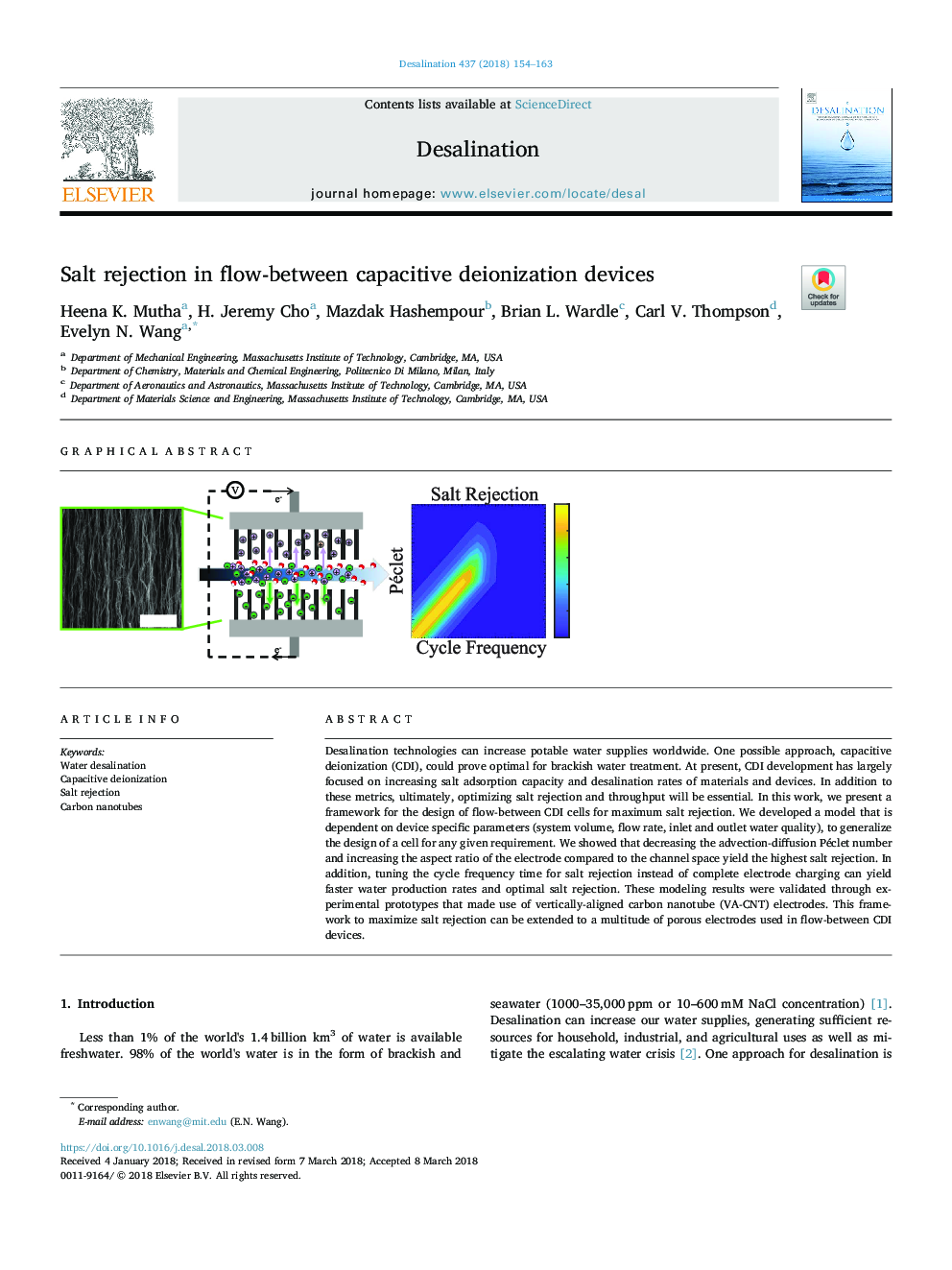 Salt rejection in flow-between capacitive deionization devices