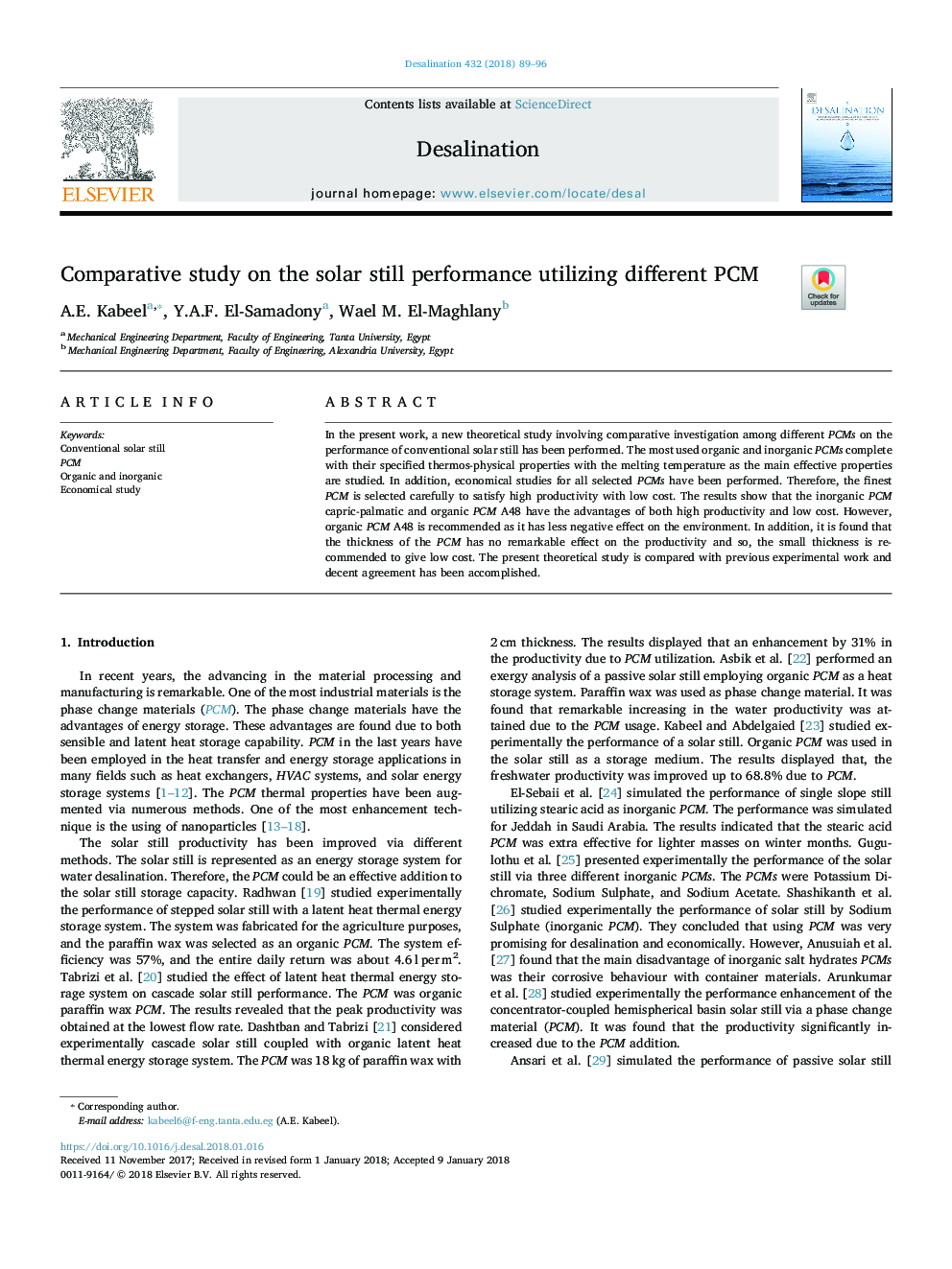 Comparative study on the solar still performance utilizing different PCM