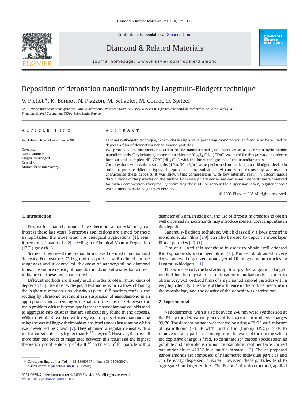 Deposition of detonation nanodiamonds by Langmuir–Blodgett technique