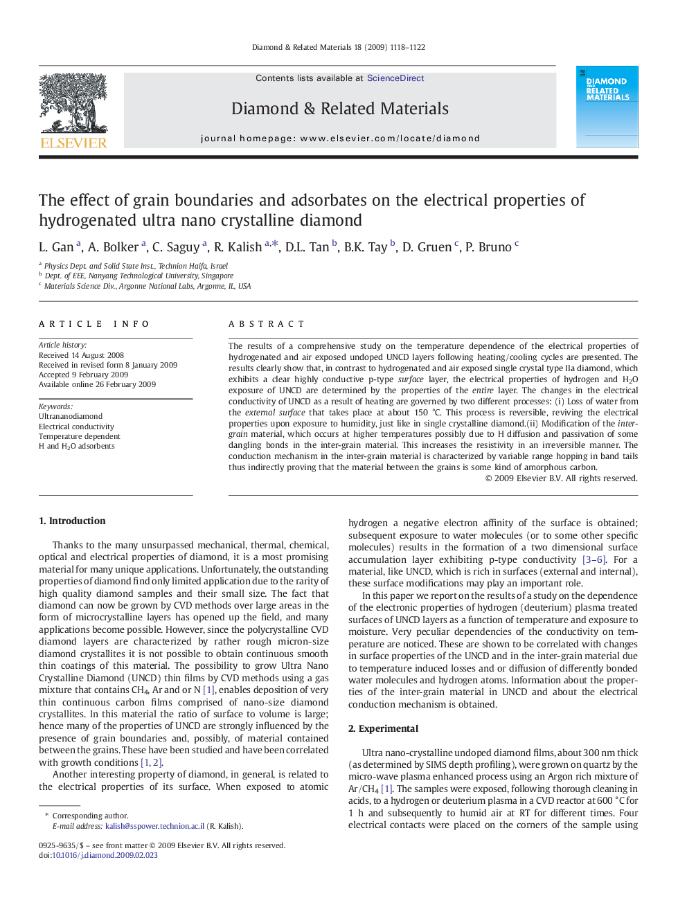 The effect of grain boundaries and adsorbates on the electrical properties of hydrogenated ultra nano crystalline diamond