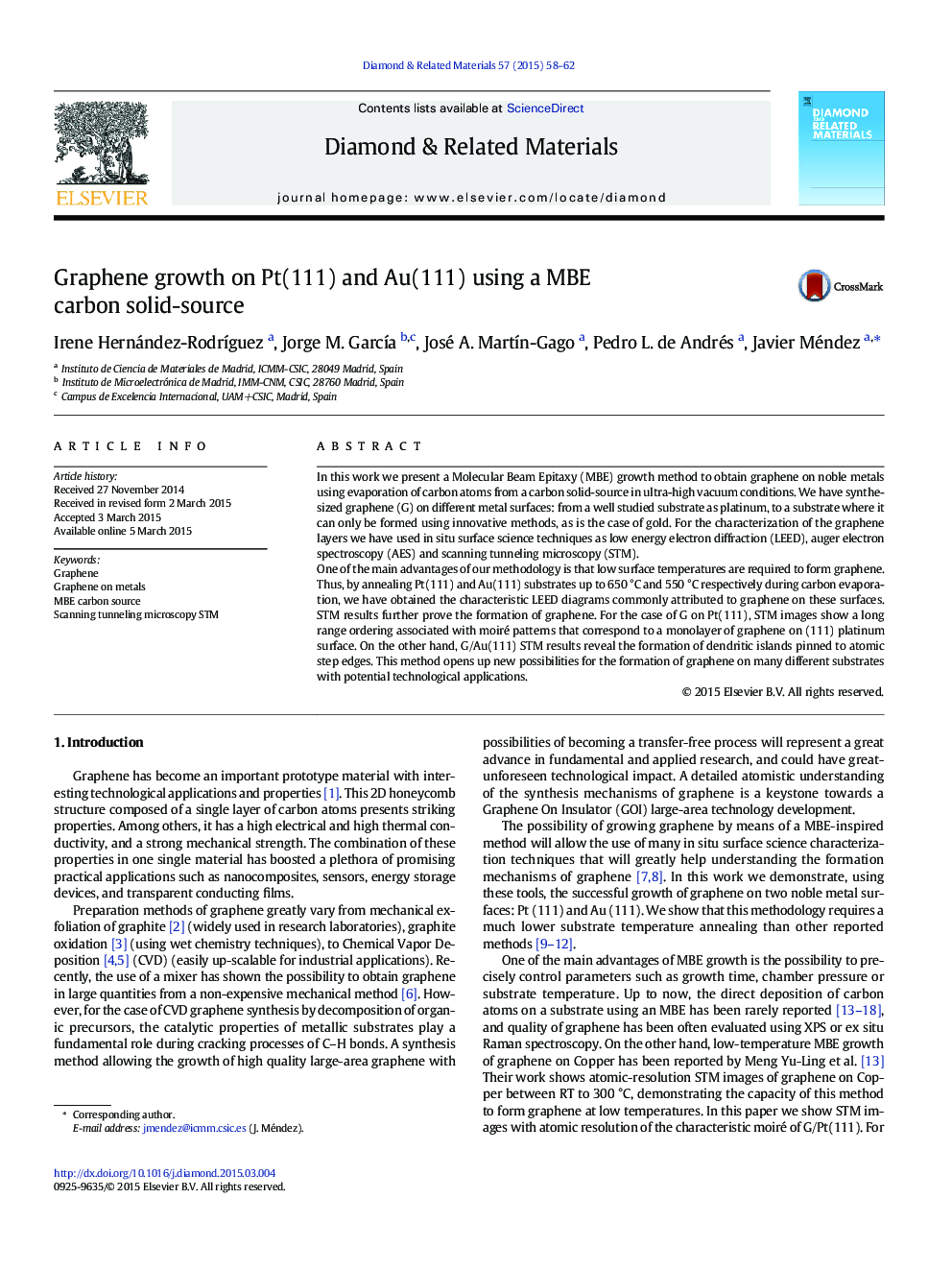 Graphene growth on Pt(111) and Au(111) using a MBE carbon solid-source