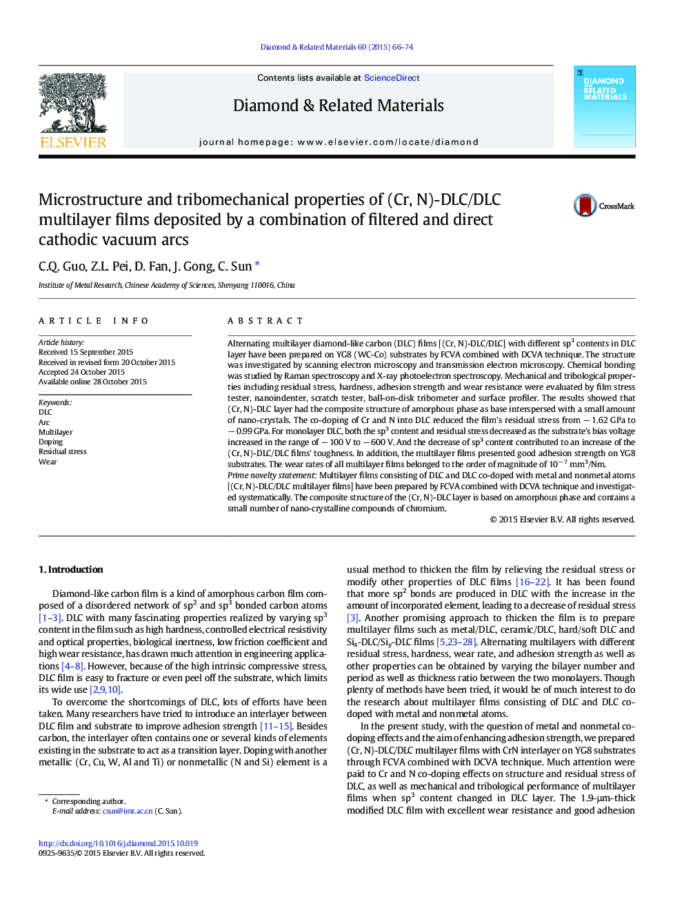 Microstructure and tribomechanical properties of (Cr, N)-DLC/DLC multilayer films deposited by a combination of filtered and direct cathodic vacuum arcs