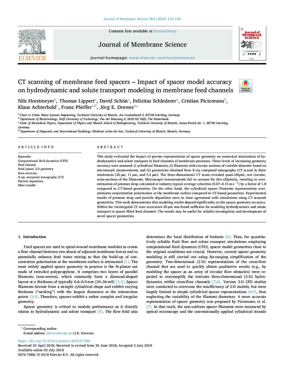 سی تی اسکن اسپاررهای تغذیه غشاء - تاثیر دقت مدل اسپارر در مدل سازی حمل و نقل هیدرودینامیکی و حلال در کانال های تغذیه غشایی 