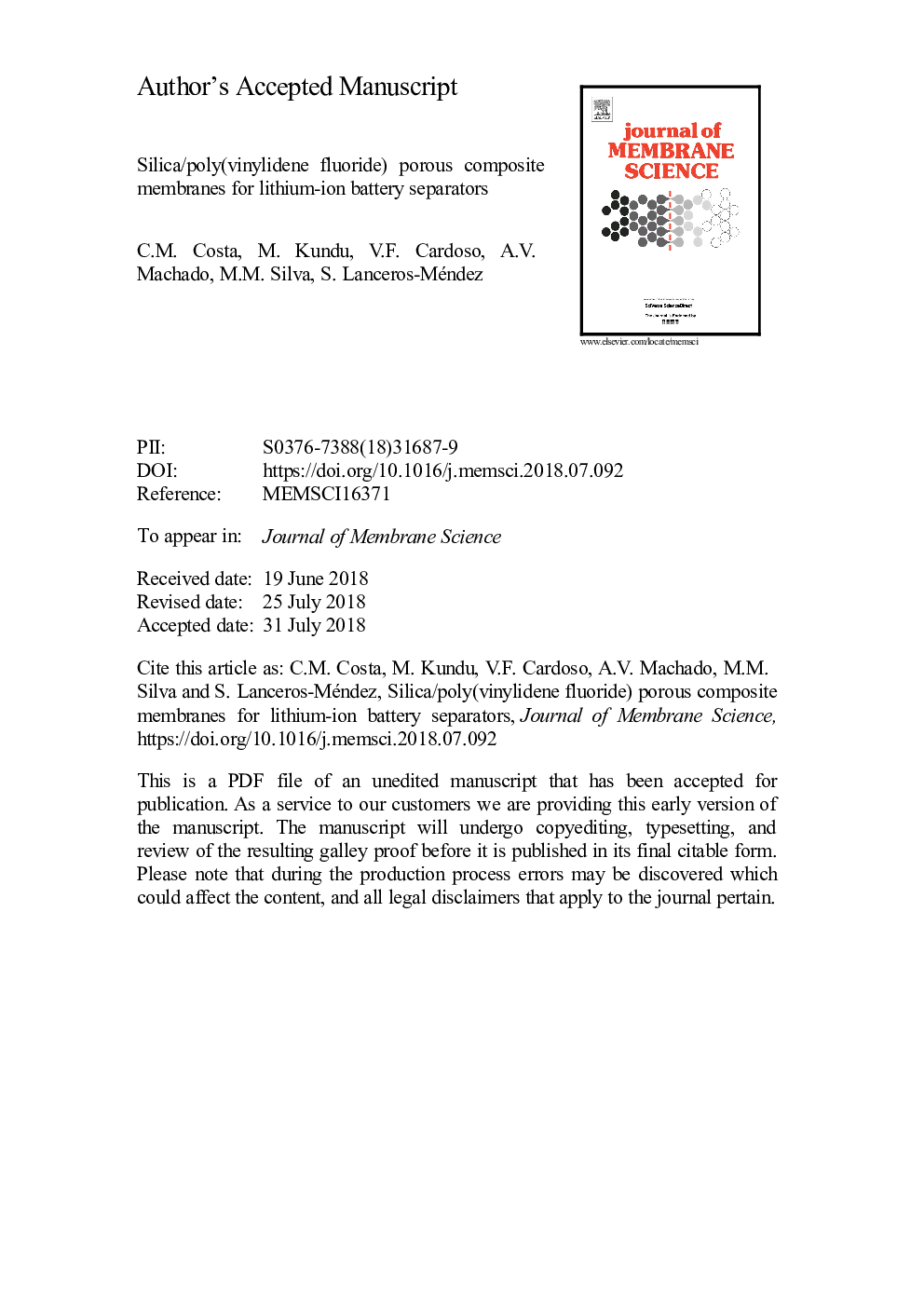 Silica/poly(vinylidene fluoride) porous composite membranes for lithium-ion battery separators