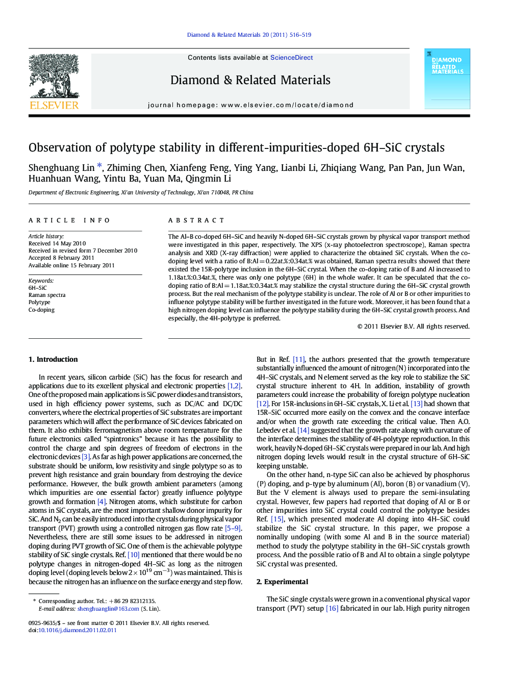 Observation of polytype stability in different-impurities-doped 6H–SiC crystals