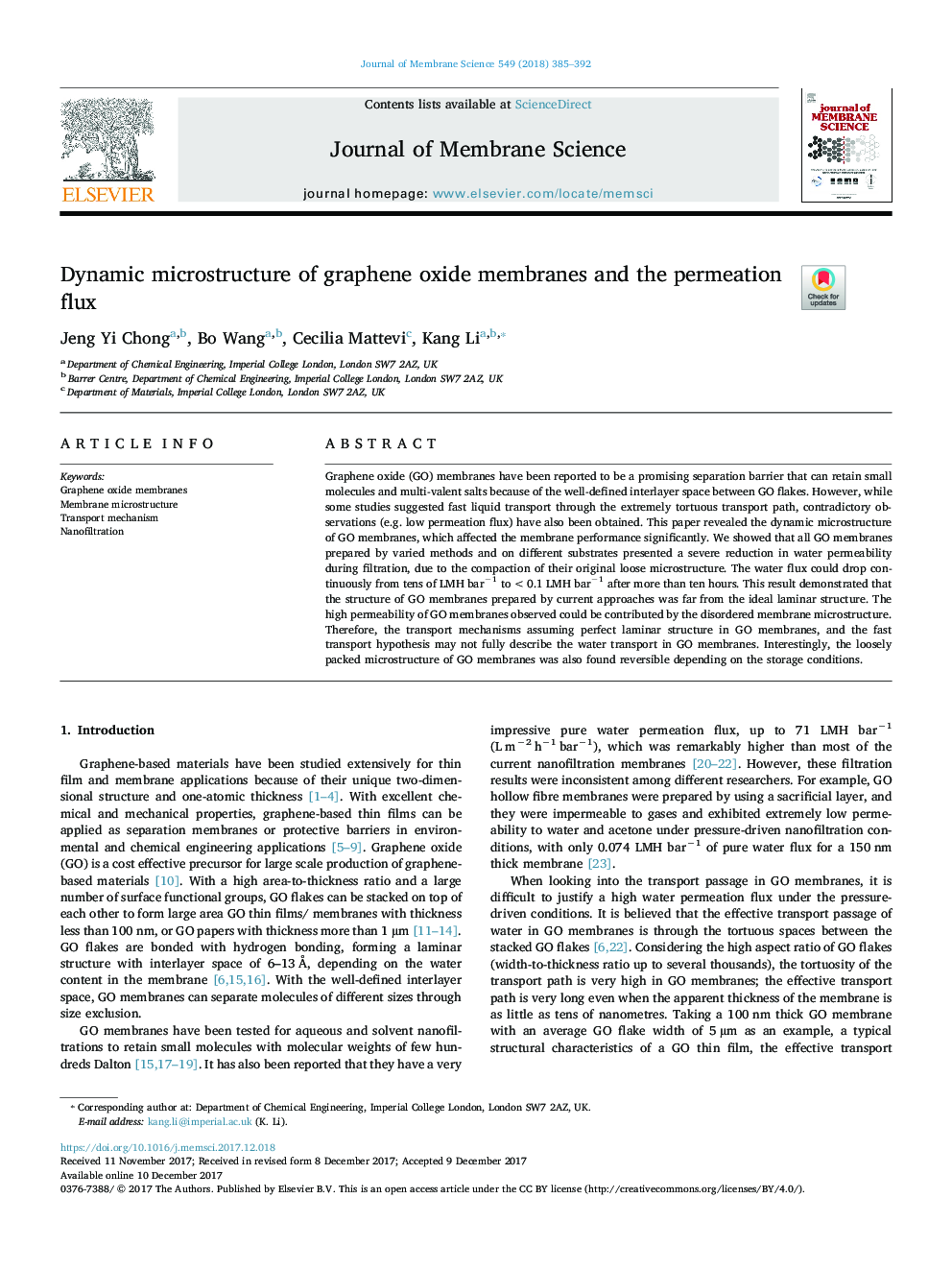 Dynamic microstructure of graphene oxide membranes and the permeation flux