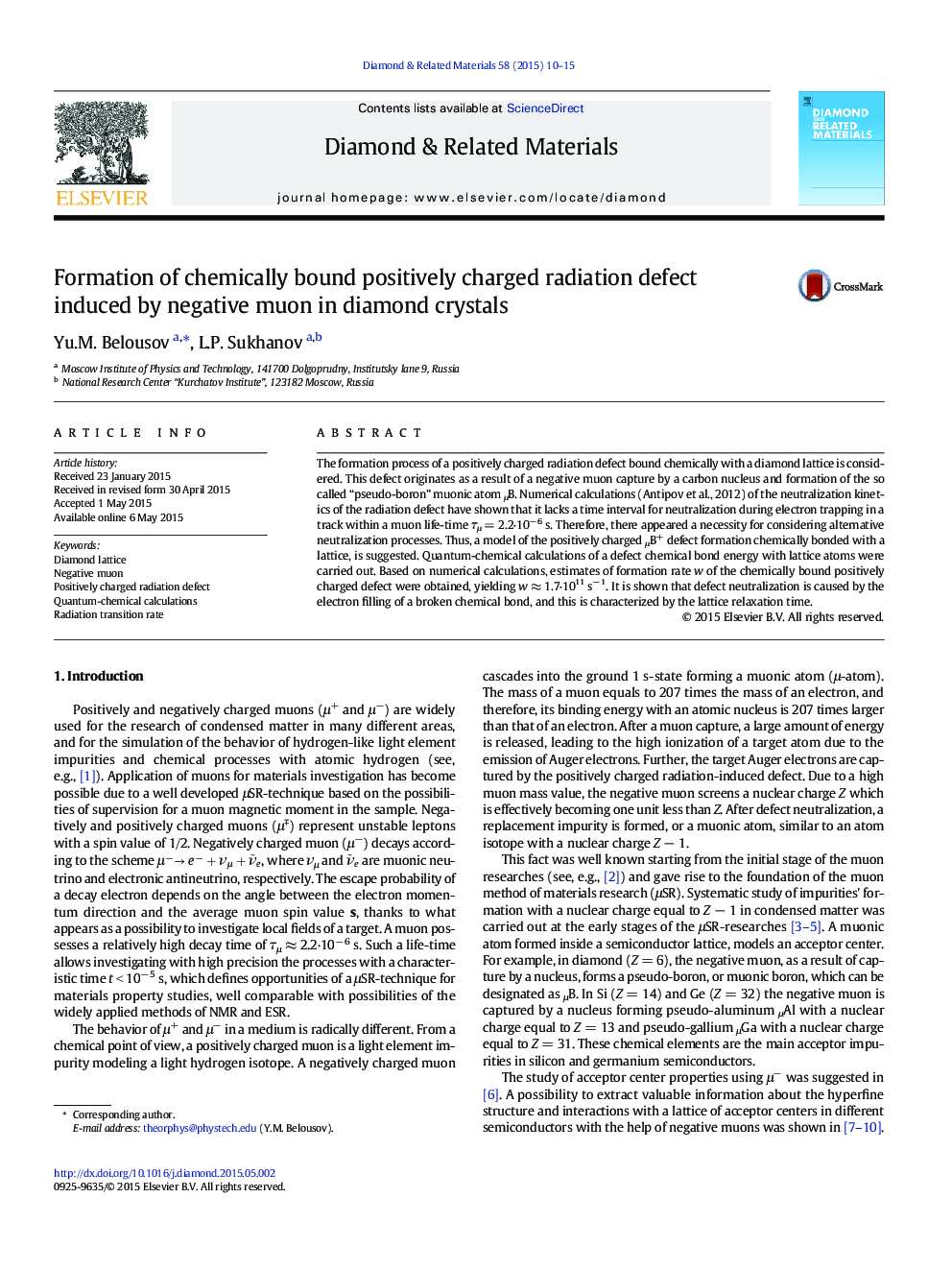 Formation of chemically bound positively charged radiation defect induced by negative muon in diamond crystals