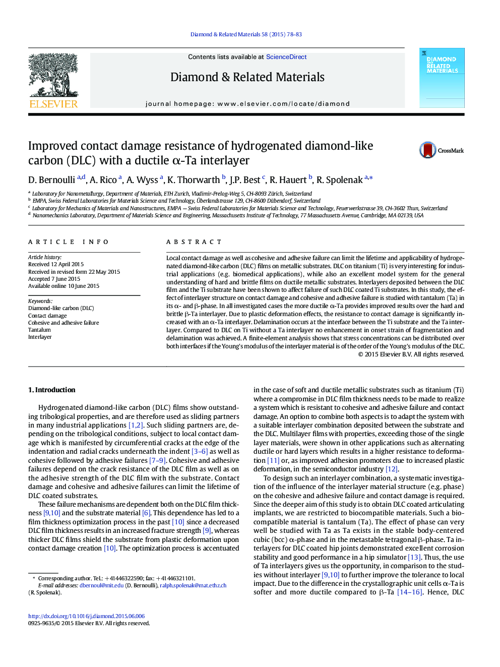 Improved contact damage resistance of hydrogenated diamond-like carbon (DLC) with a ductile α-Ta interlayer