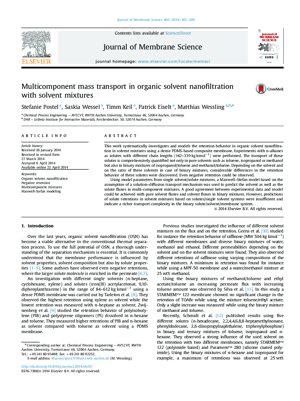 Multicomponent mass transport in organic solvent nanofiltration with solvent mixtures