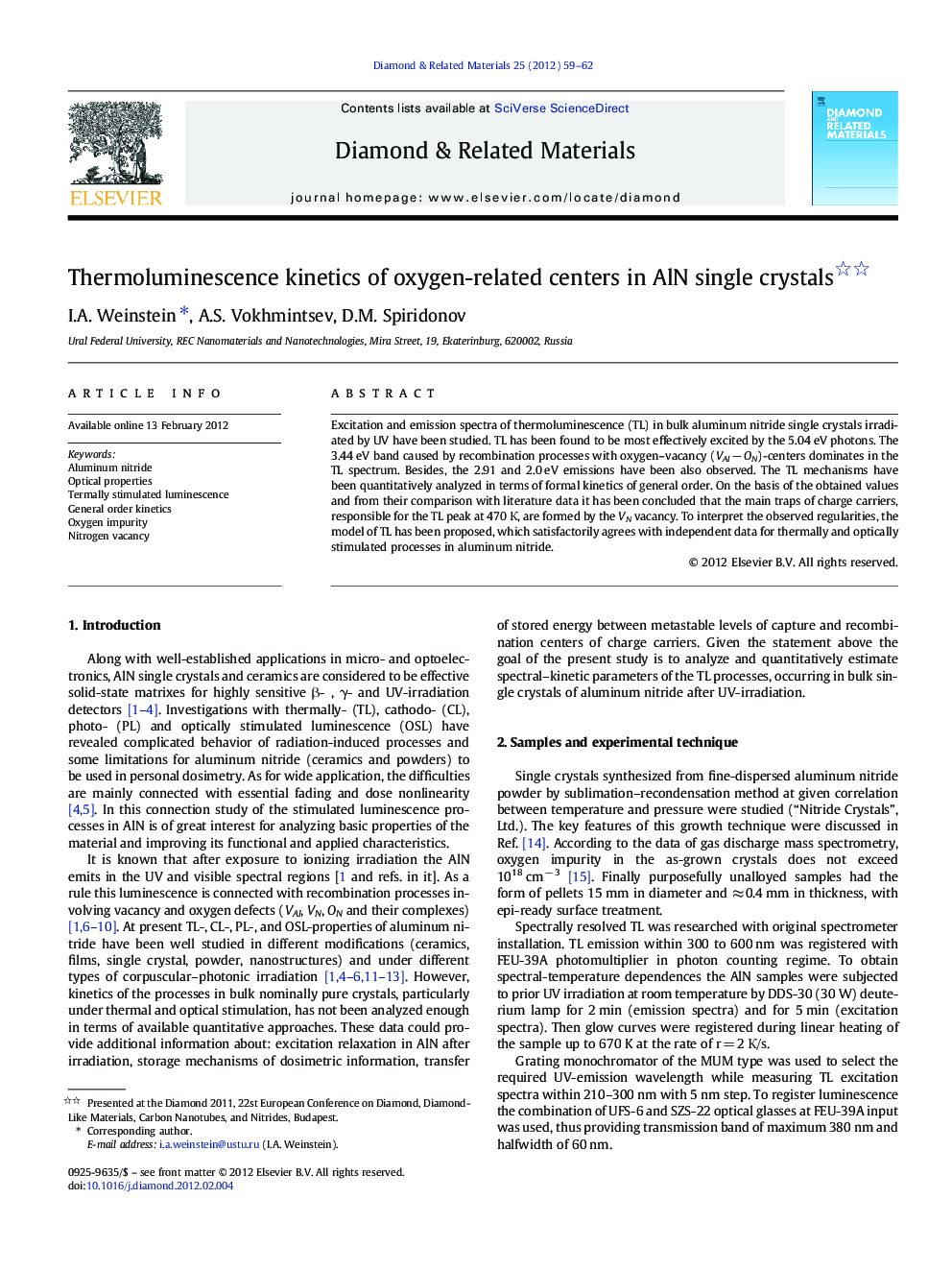 Thermoluminescence kinetics of oxygen-related centers in AlN single crystals 